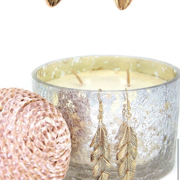 New! Boho Feather Dangle Gold Tone Textured Quality Earring’s - Picture 10 of 13